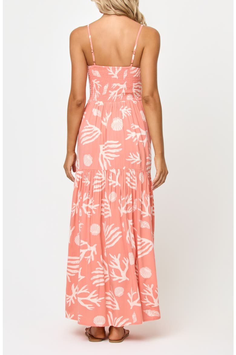 Mallorca Smocked Cover-Up Maxi Dress, Alternate, color, SHELL OR HIGH WATER
