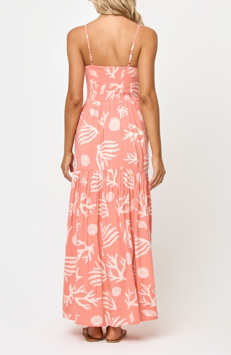 LSPACE Mallorca Smocked Cover-Up Maxi Dress, Alternate, color, Shell Or High Water