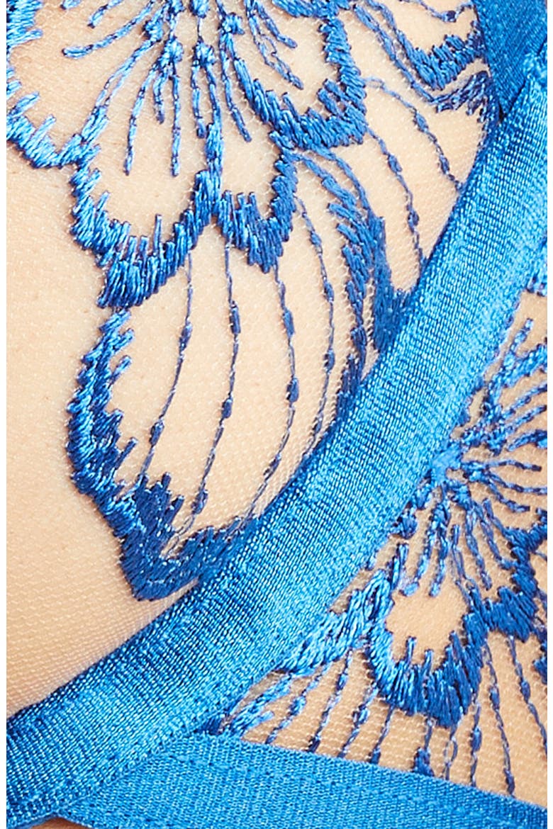 Catalina Embroidered Mesh Underwire Bra, Alternate, color, EGYPTIAN BLUE/ SHEER