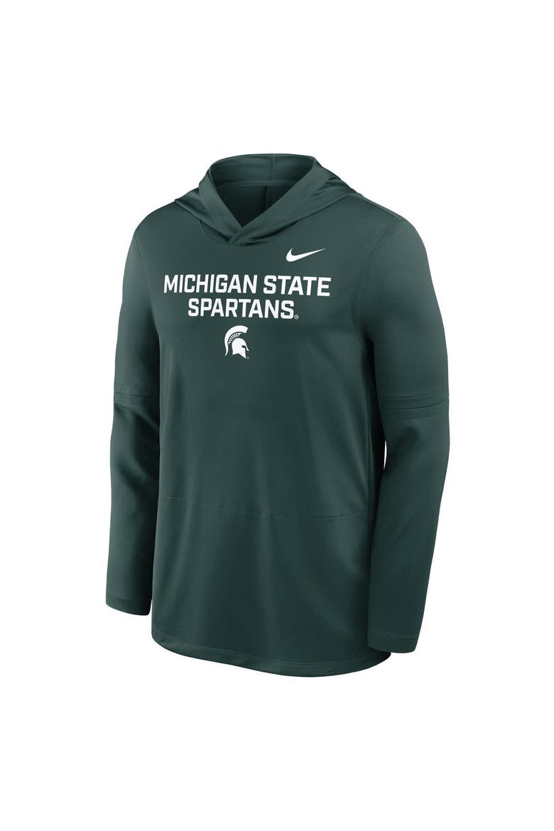 Men's Nike Green Michigan State Spartans 2025 Sideline Dri-FIT Long Sleeve Hoodie T-Shirt, Alternate, color, Green