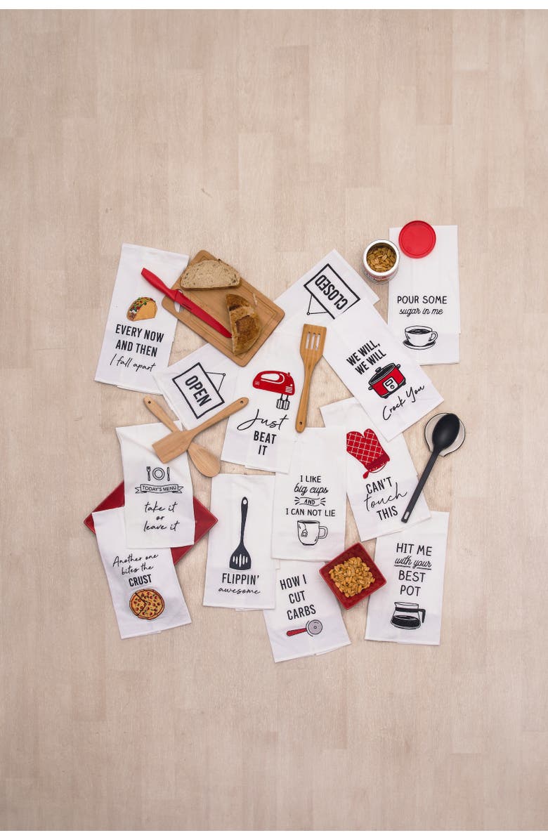 C&F Home Cut Carbs Pizza Fun Phrases Kitchen Embroidered Hand Towel, Alternate, color, Black