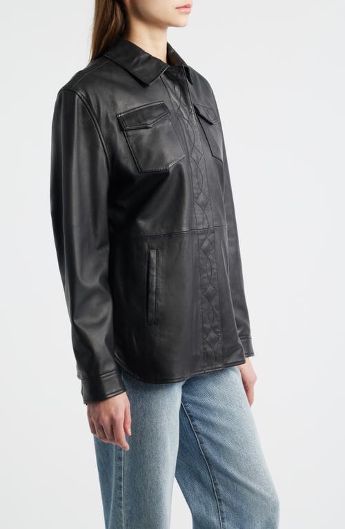 Frye Leather Shirt Jacket In Black