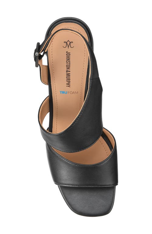 Johnston & Murphy Everly Asymmetric Slingback Sandal In Black Glove Leather