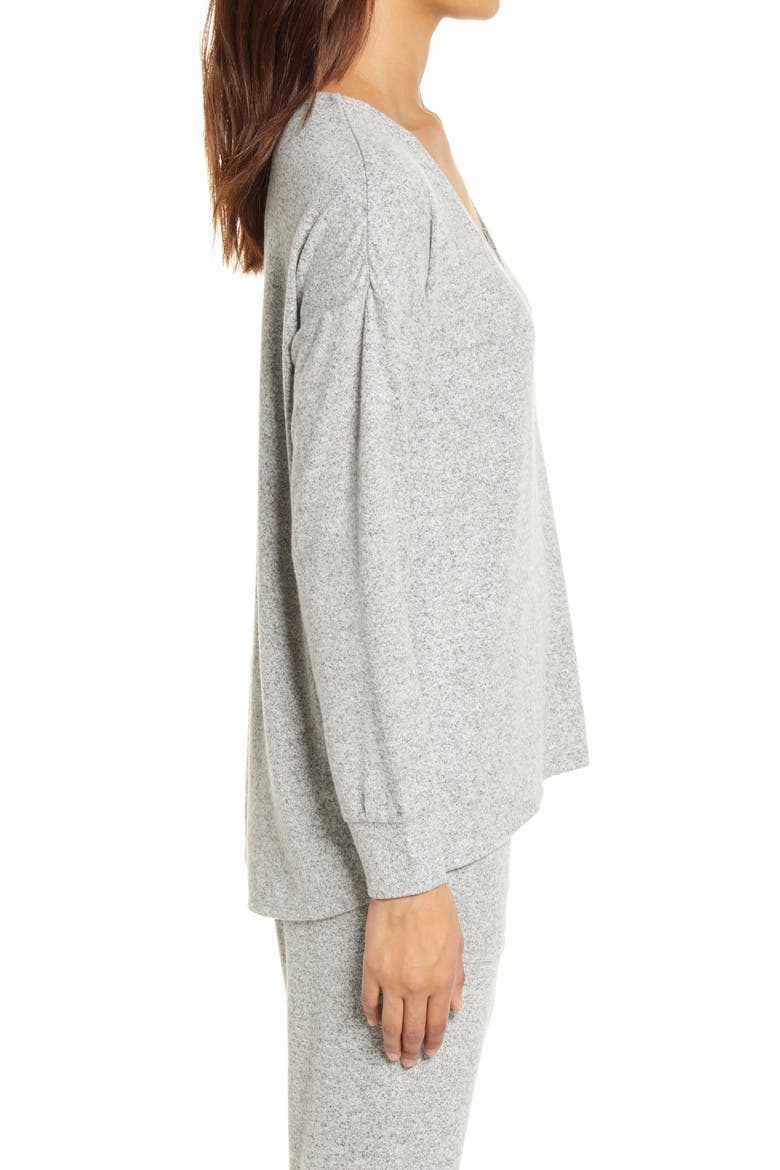 V-Neck Fleece Top, Alternate, color, H GREY