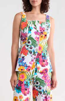 Tropical Floral Button Vest