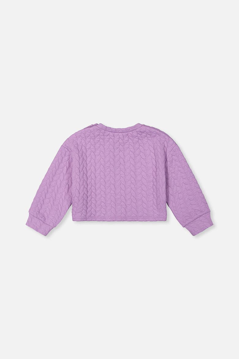 Jacquard Diamond Quilted Button Shoulder Sweatshirt, Alternate, color, Purple