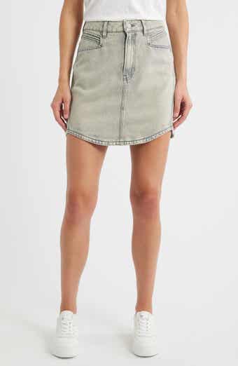 Curved Hem Denim Skirt