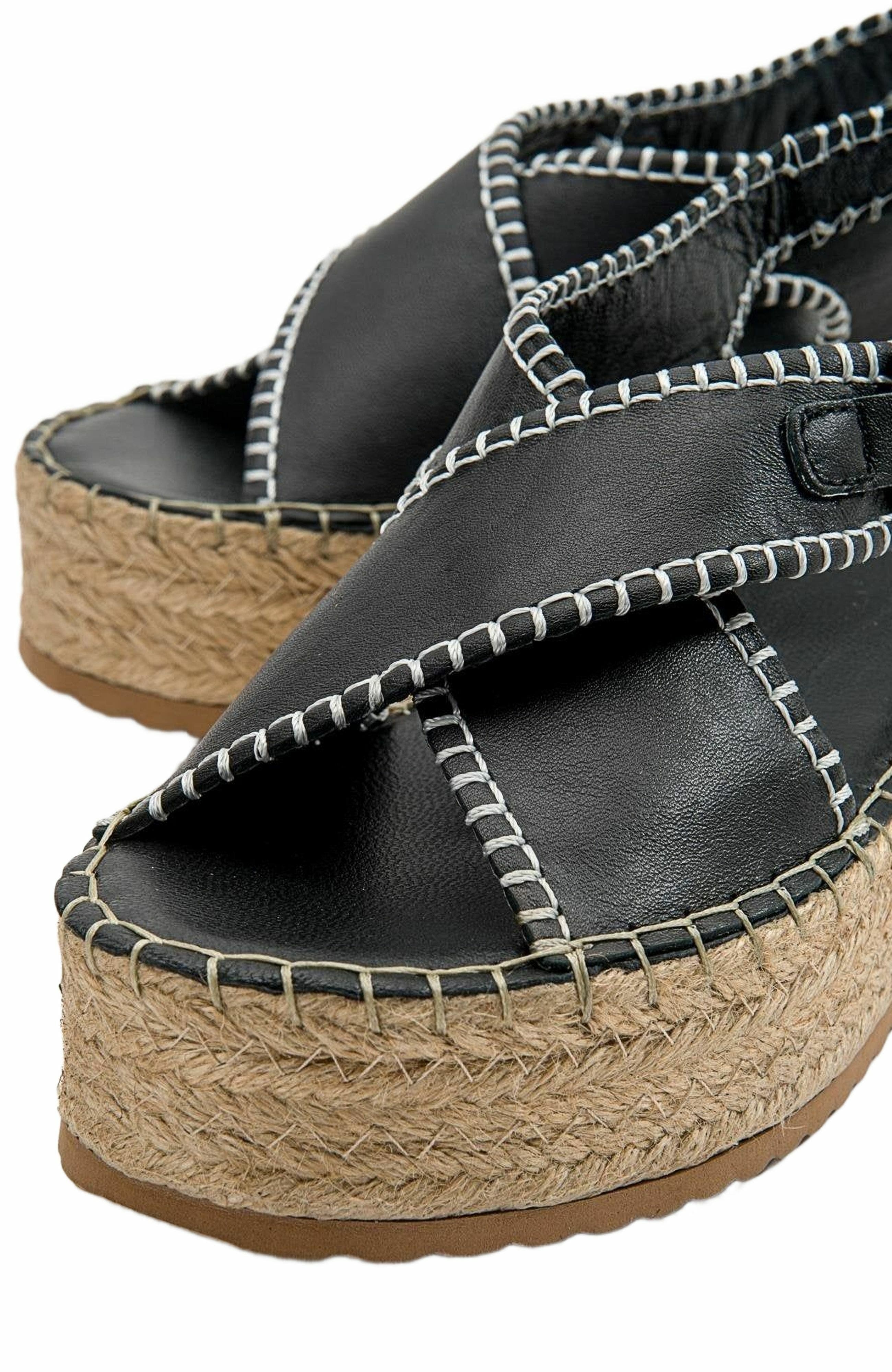 Forever & Always Shoes Bellezza Leather Platform Sandal, Alternate, color, Black Leather