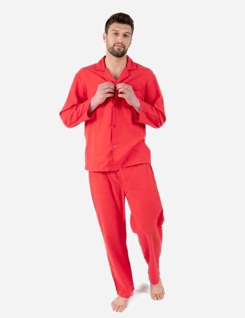 Men's 2-pc. Cotton Flannel Plaid & Solid Holiday Pajama Set
