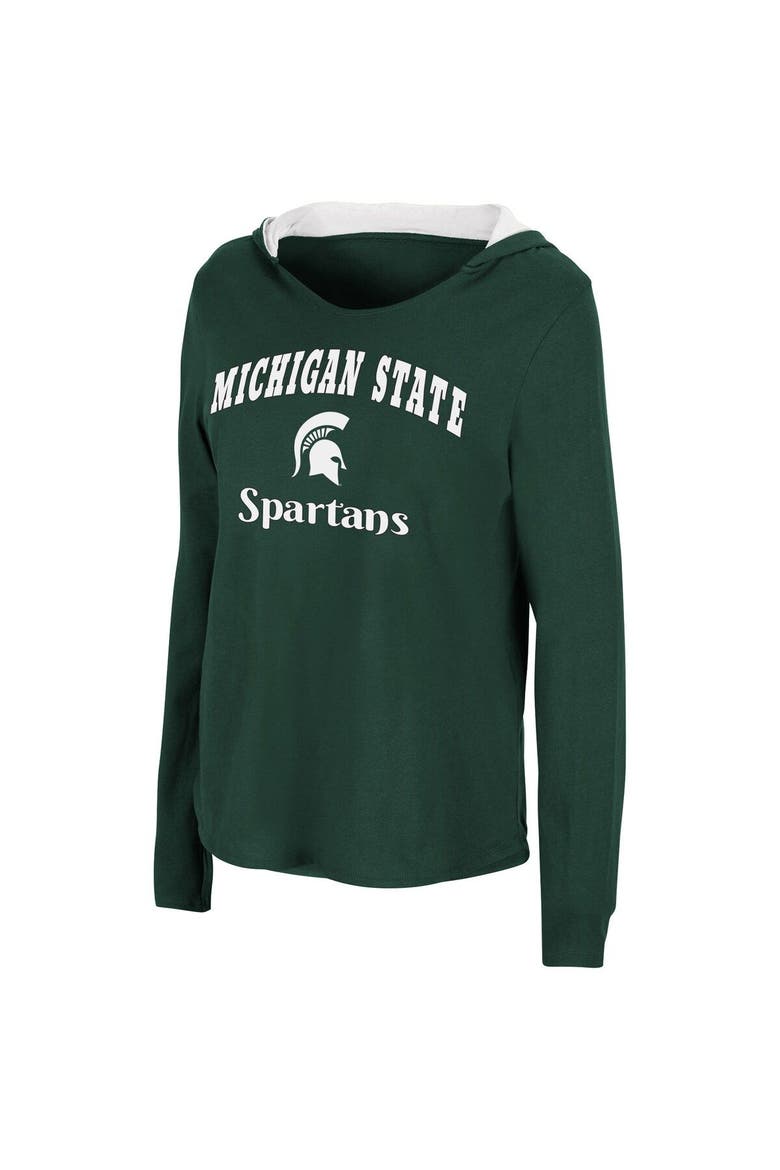 Women's Colosseum Green Michigan State Spartans Catalina Hoodie Long Sleeve T-Shirt, Alternate, color, Green
