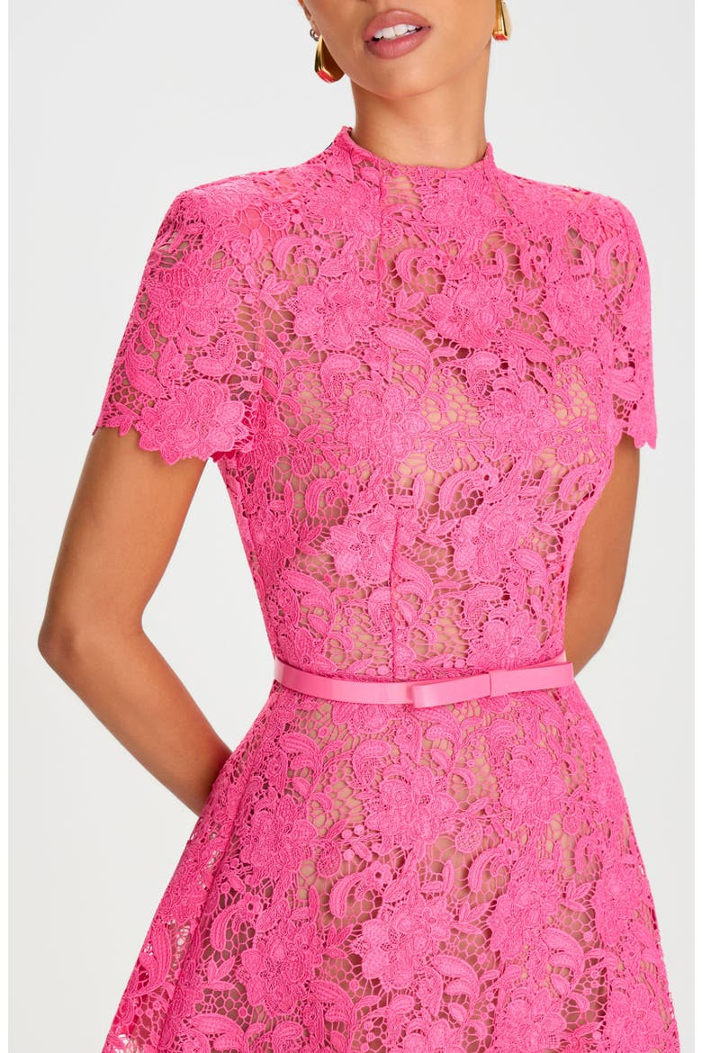 Belted Lace Cocktail Dress, Alternate, color, PINK