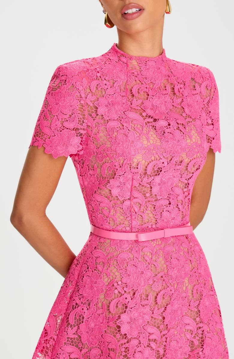 NADINE MERABI Belted Lace Cocktail Dress, Alternate, color, Pink