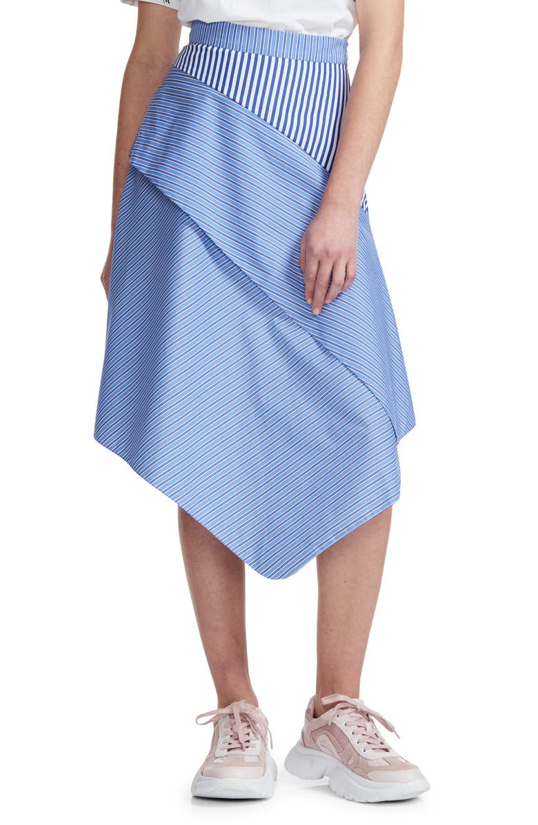 maje Jim Stripe Asymmetrical Tiered Skirt, Main, color, 