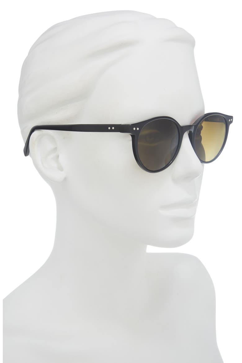 Case Closed 50mm Polarized Round Sunglasses, Alternate, color, BLACK & HORN / POLARIZED BROWN