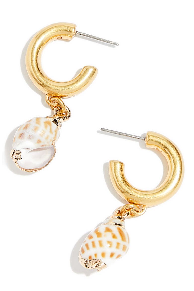 Shell Beach Hoop Earrings, Main, color, VINTAGE GOLD