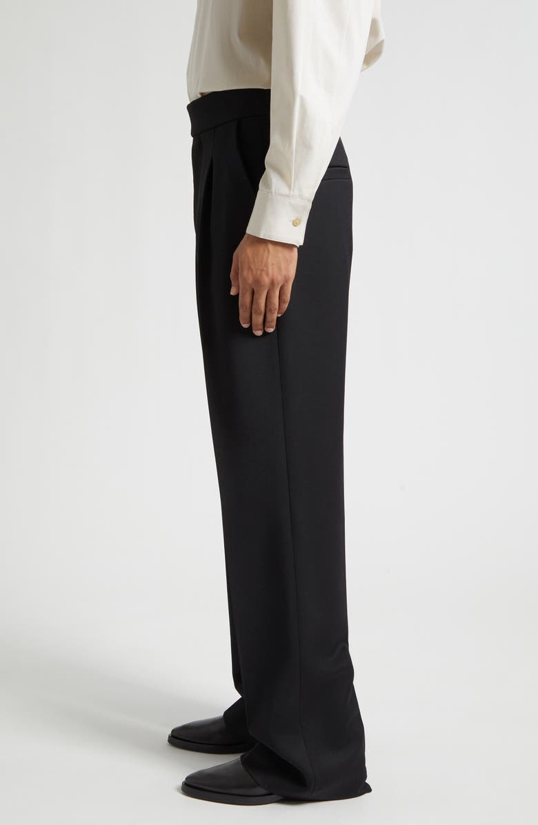 Fear of God 70s Pleated Virgin Wool Satin Trousers, Alternate, color, Black Black