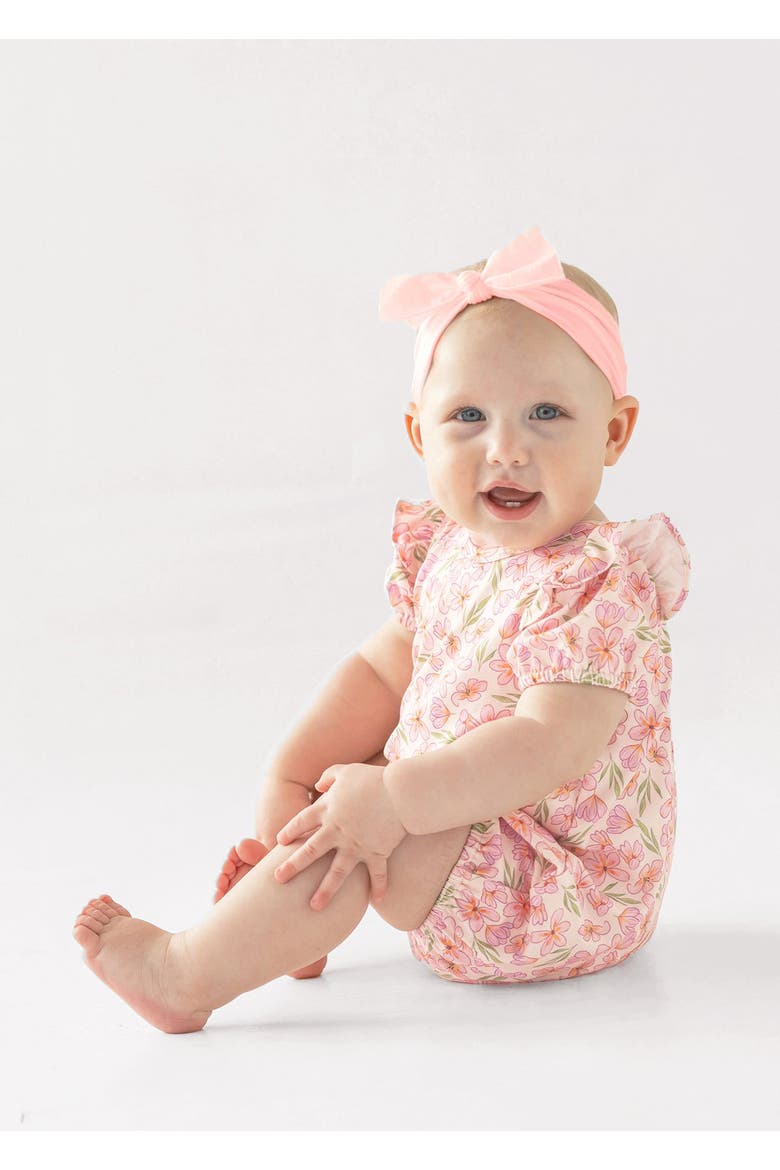 Wild Savanna Short Gathered Sleeve Romper, Alternate, color, Pink
