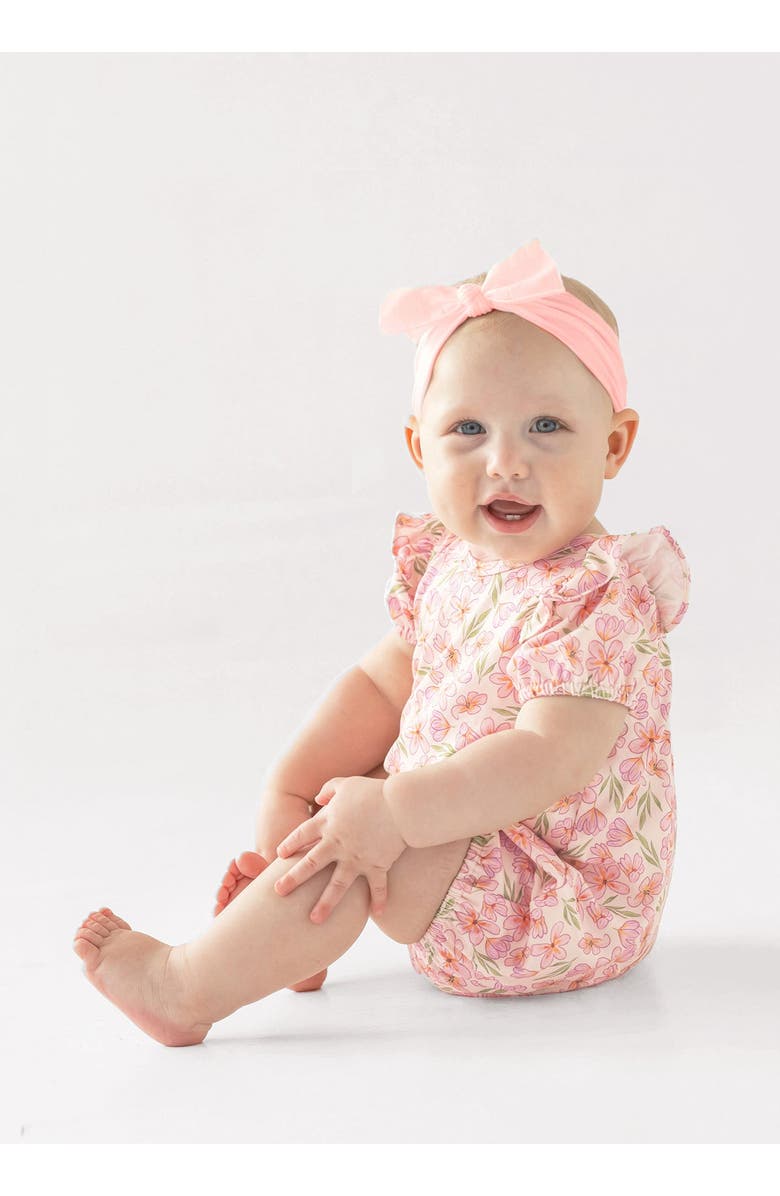 Mabel + Honey Wild Savanna Short Gathered Sleeve Romper, Alternate, color, Pink