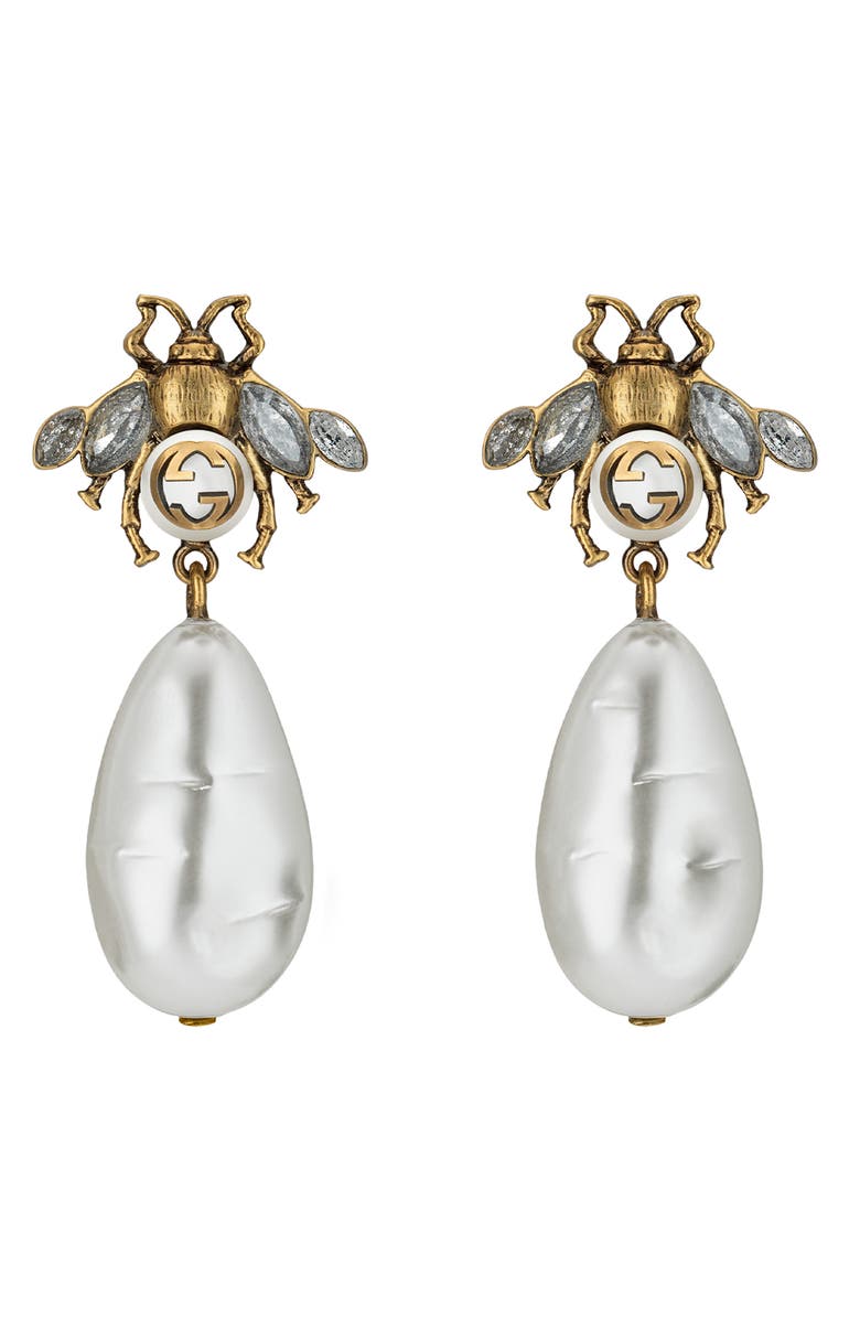 Gucci Bee Drop Earrings, Main, color, 