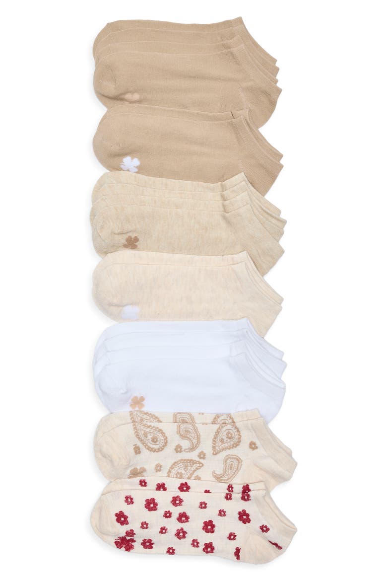 10-Pack Tossed Paisley No Show Socks, Main, color, OATMEAL HEATHER