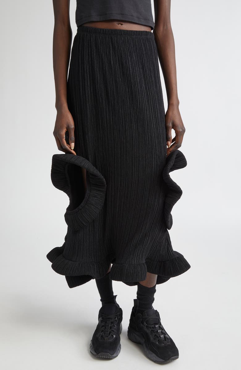 MELITTA BAUMEISTER Foam Ruffle Hole Pleated Midi Skirt, Main, color, 