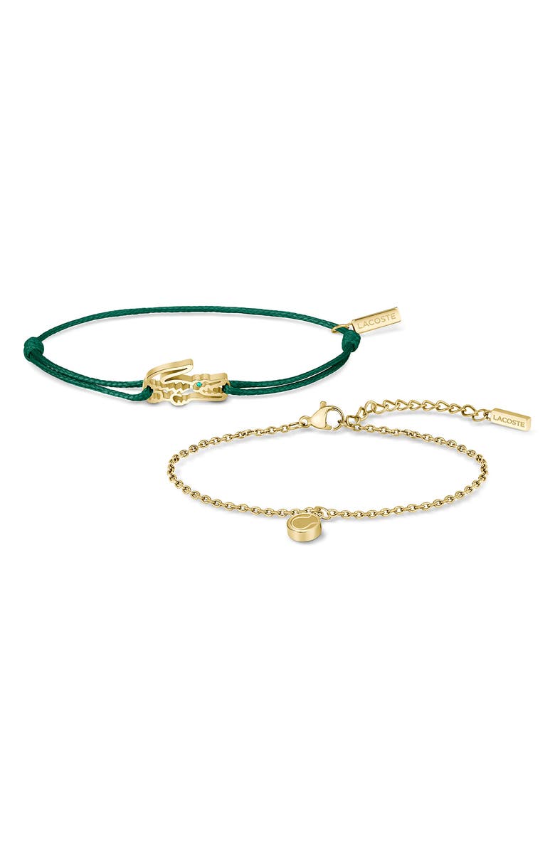 Lacoste Set of 2 Crocodile & Tennis Charm Bracelets, Main, color, 