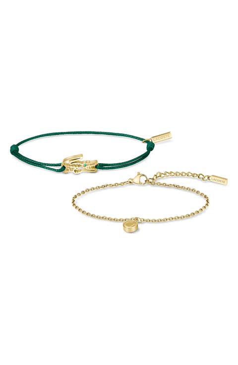 Set of 2 Crocodile & Tennis Charm Bracelets