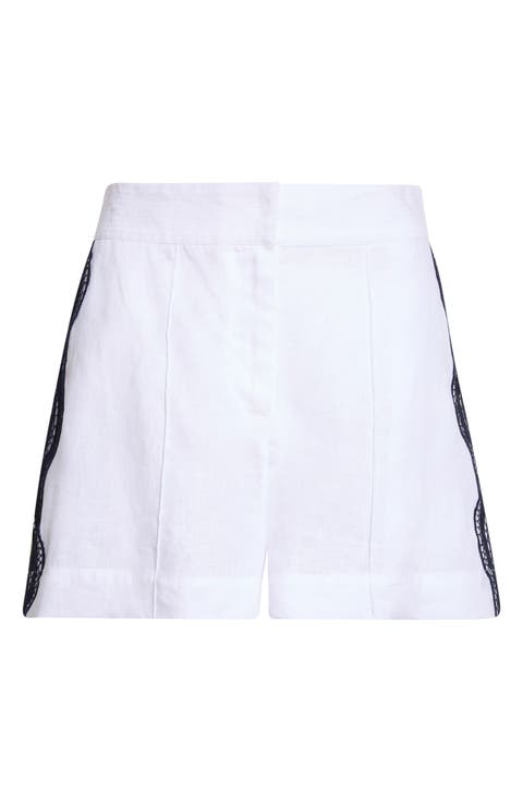 Felicity High Waist Lace Trim Linen Shorts