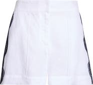 Reiss Felicity High Waist Lace Trim Linen Shorts