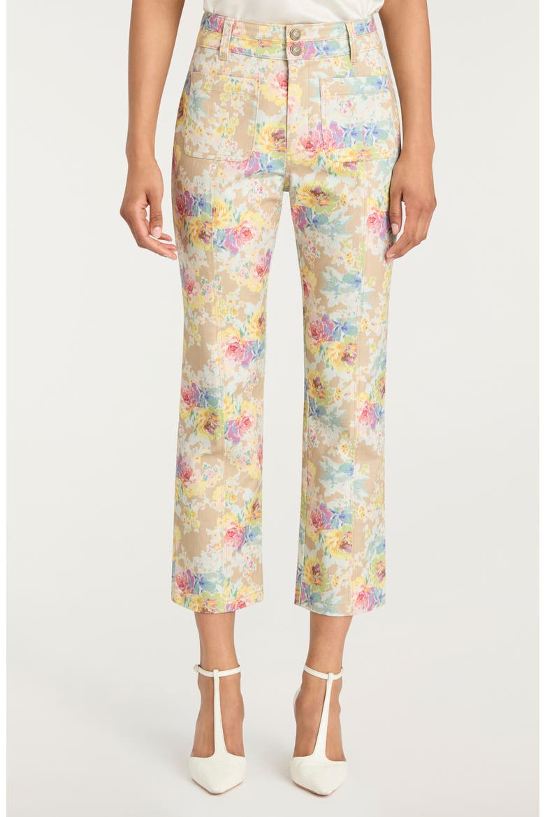 Dorothea Floral Print Jeans, Main, color, KHAKI MULTI