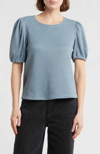 Daniel Rainn Rib Textured T-shirt In Dusty Blue