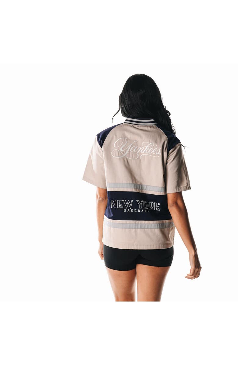 THE WILD COLLECTIVE Women's The Wild Collective  Cream New York Yankees Racing Raglan Full-Zip T-Shirt, Alternate, color, Cream