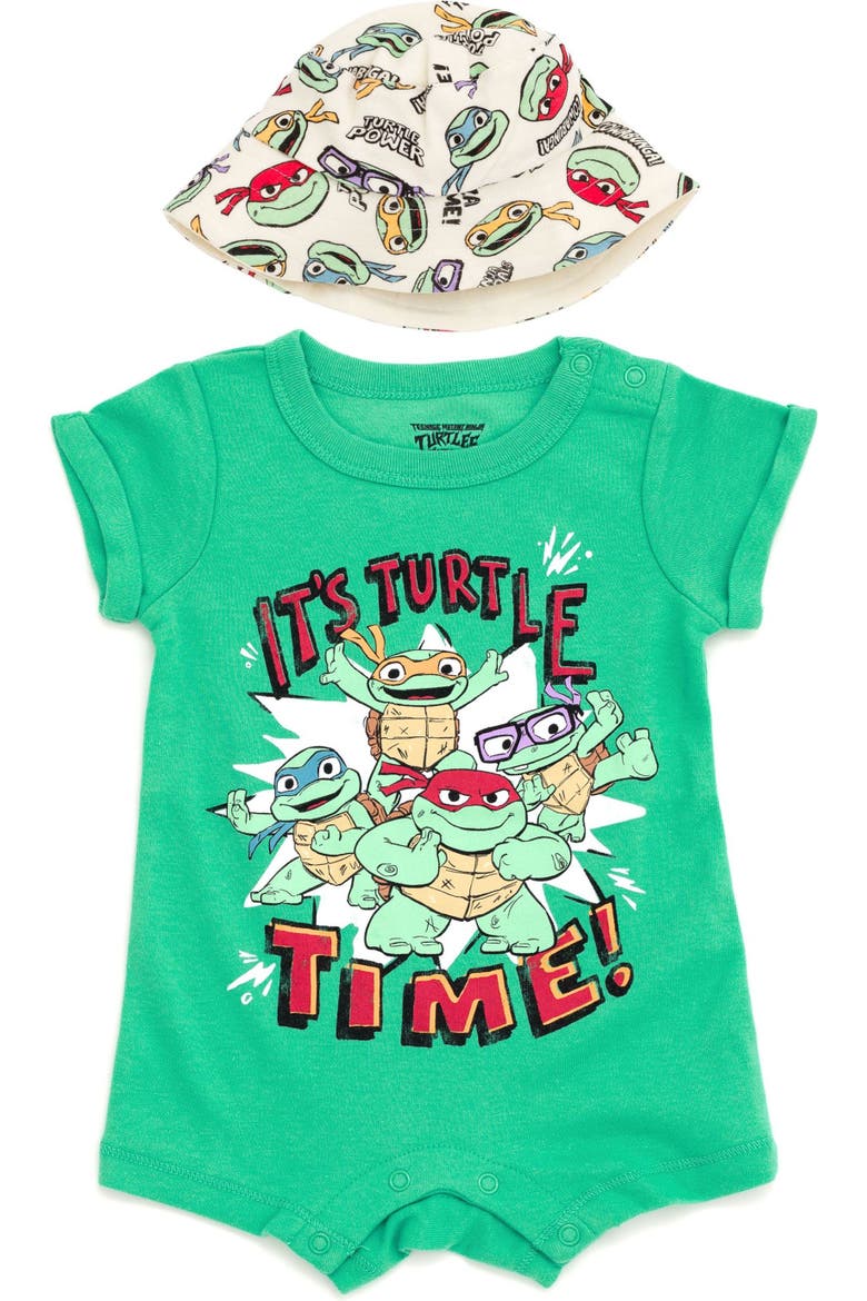 2-Piece Romper and Sunhat Set, Main, color, TMNT Green