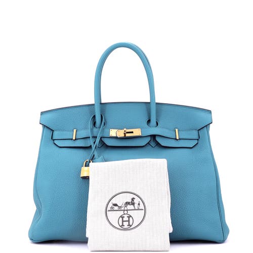 Pre-owned Hermes Hermes Birkin Handbag Blue Togo With Gold Hardware 35 In Blue
