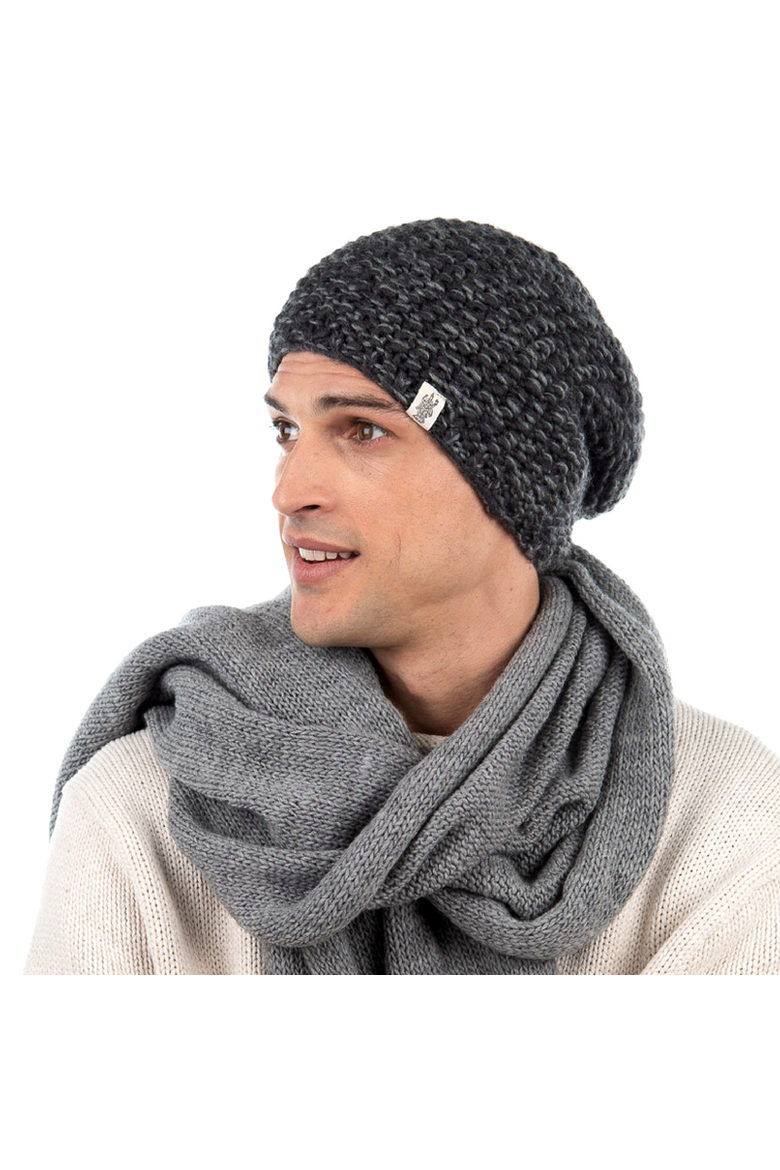 Marich Pattern Long Pull On Cap, Alternate, color, Charcoal