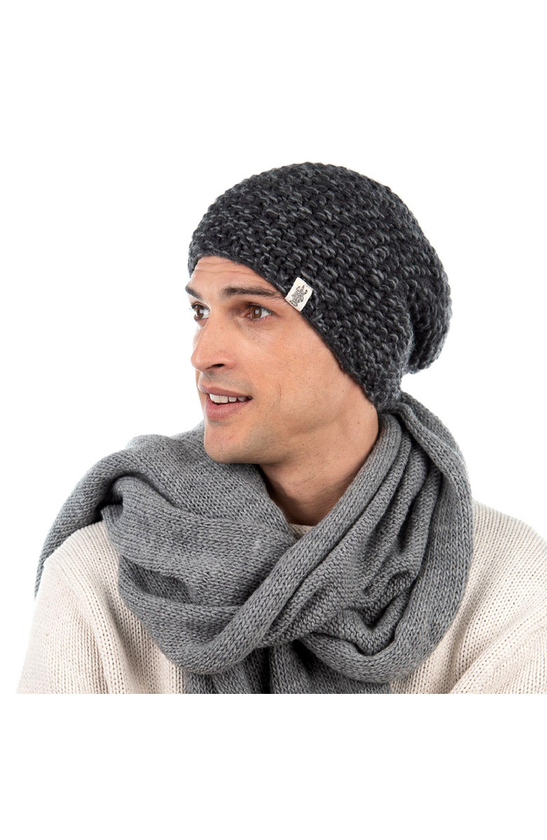 Nirvanna Designs Marich Pattern Long Pull On Cap, Alternate, color, Black