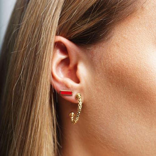 The Lovery Fine Jewelry Coral Bar Stud Earrings In Orange