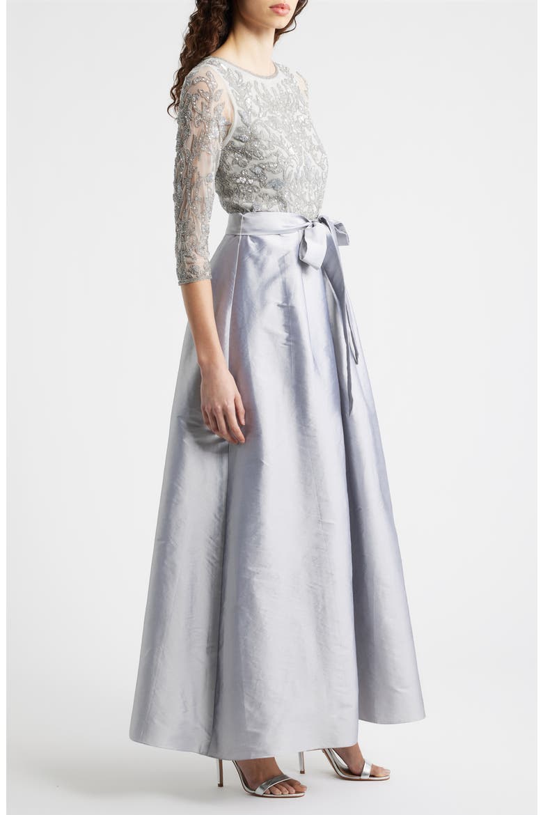 Sequin Bodice Gown, Alternate, color, SILVER