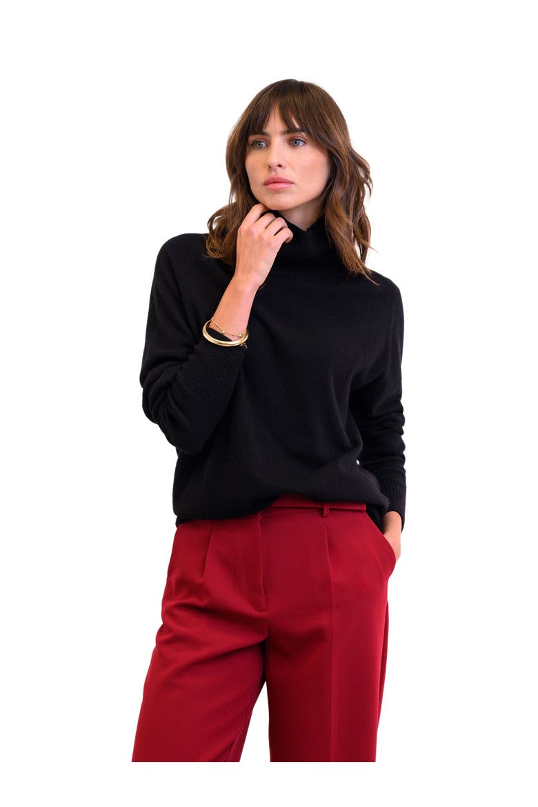 Geelong Wool Slouch Turtleneck Sweater, Main, color, BLACK