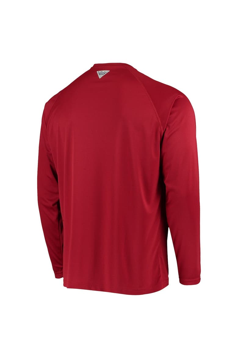 Men's Columbia Cardinal Arkansas Razorbacks Terminal Tackle Omni-Shade Raglan Long Sleeve T-Shirt, Alternate, color, Cardinal