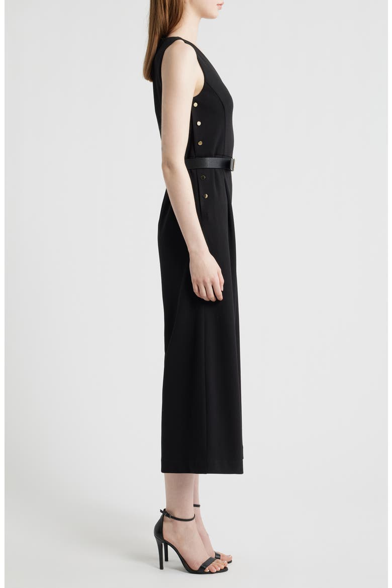 Side Button Cool Crepe Culotte Jumpsuit, Alternate, color, ANNE BLACK