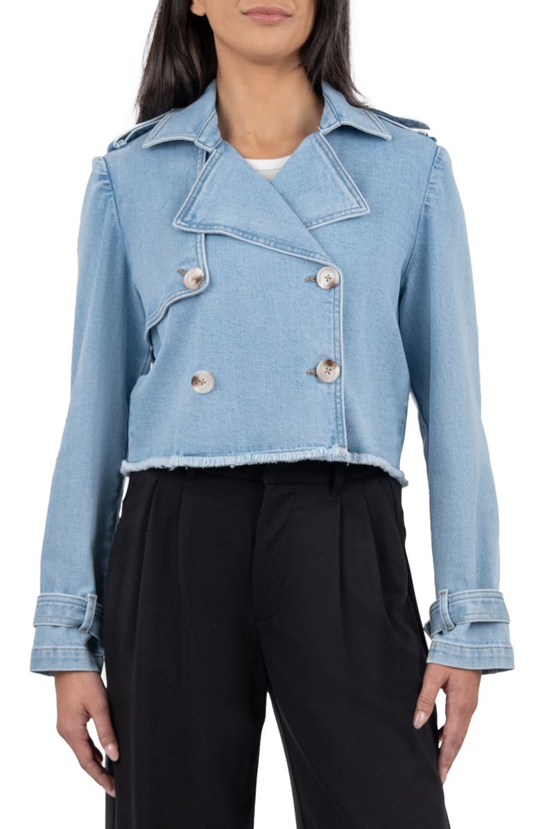 KUT from the Kloth Ophelia Double Breasted Crop Denim Jacket, Main, color,