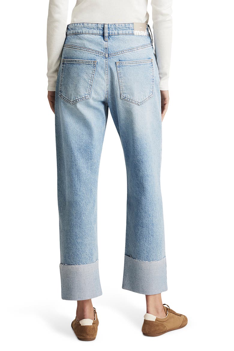 Savannah Cuffed High Waist Relaxed Straight Leg Jeans, Alternate, color, LIGHT BRUSHED CLASSIC BLUE