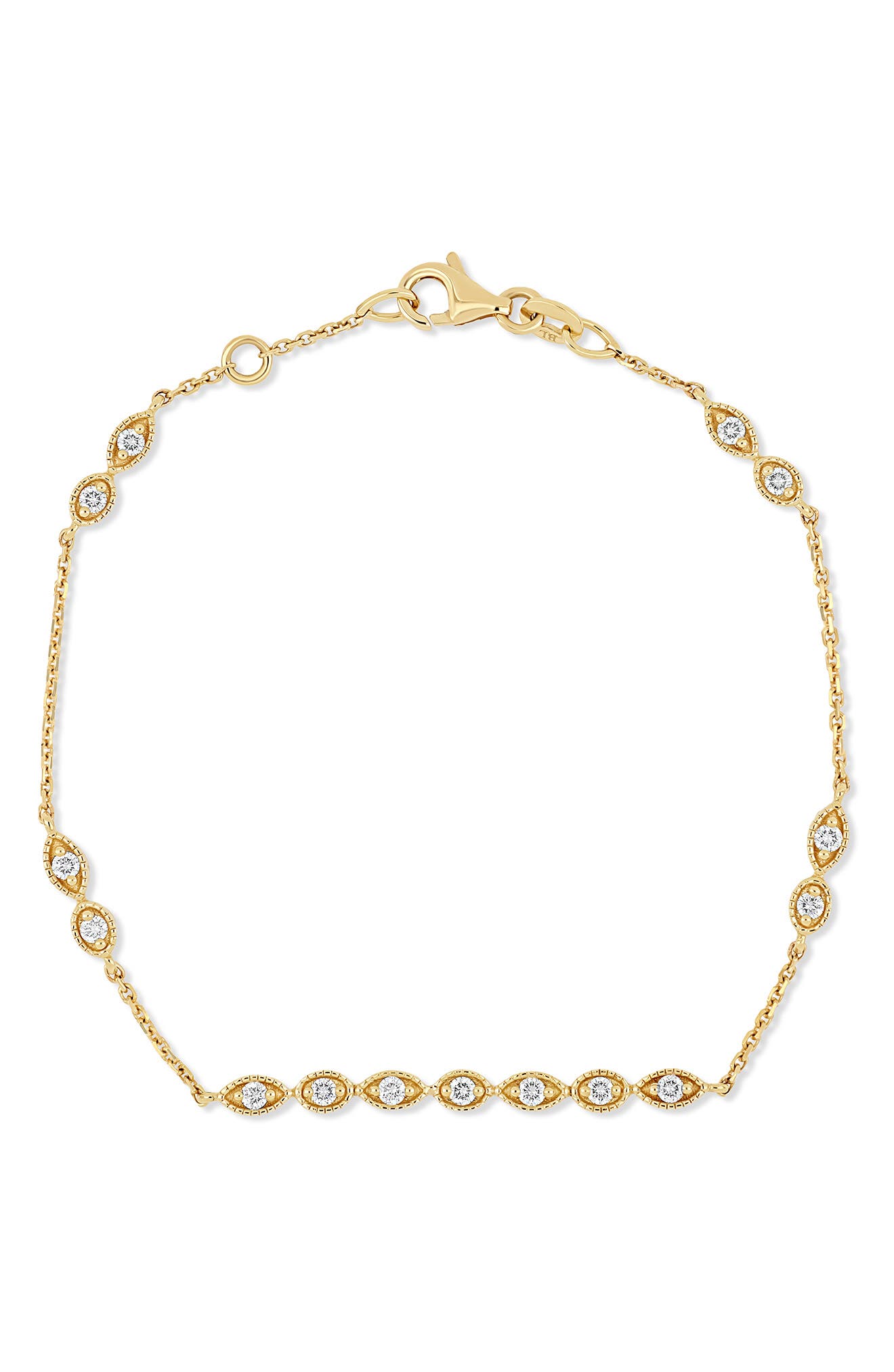 Mykonos 18k Gold Diamond Bar Line Bracelet