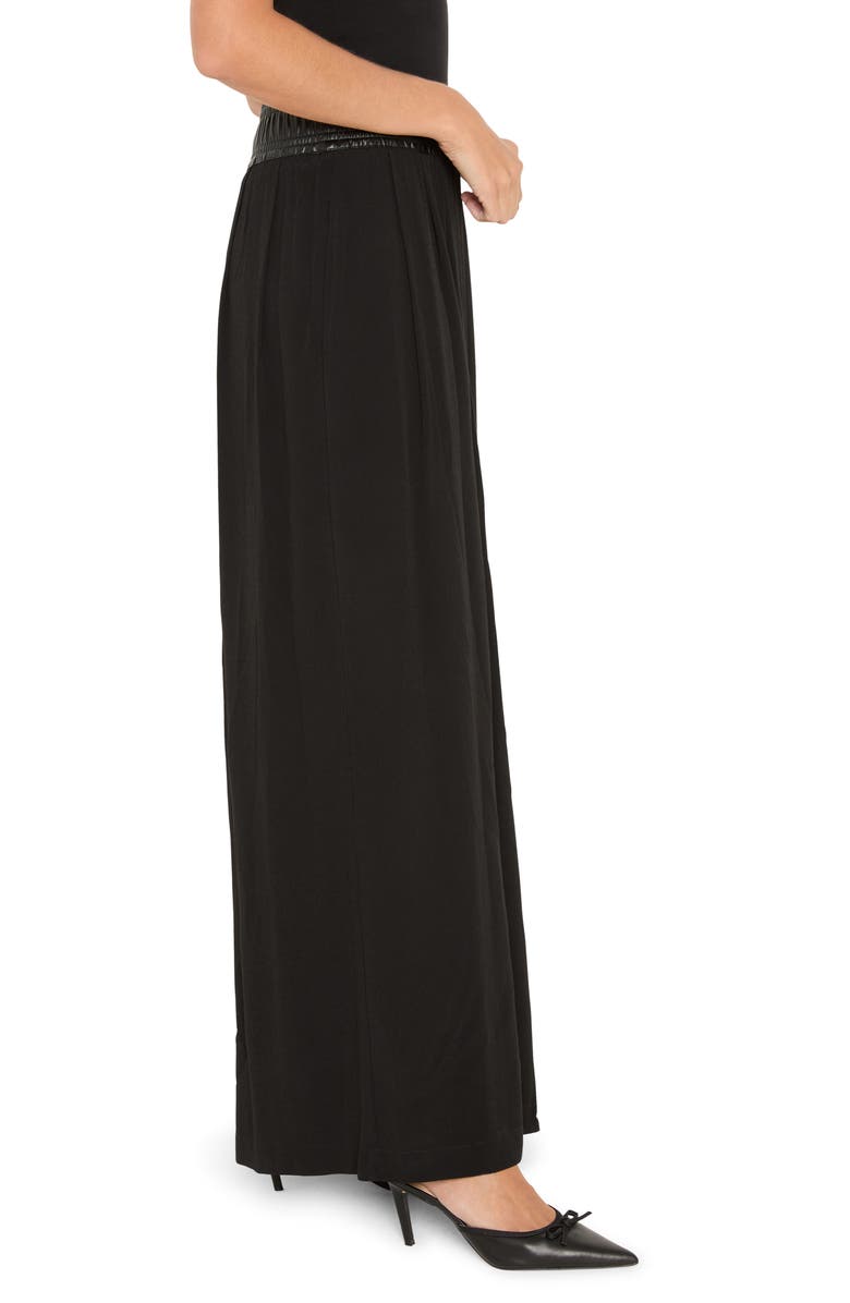 NIC+ZOE Faux Leather Waistband Wide Leg Pants, Alternate, color, Black Onyx