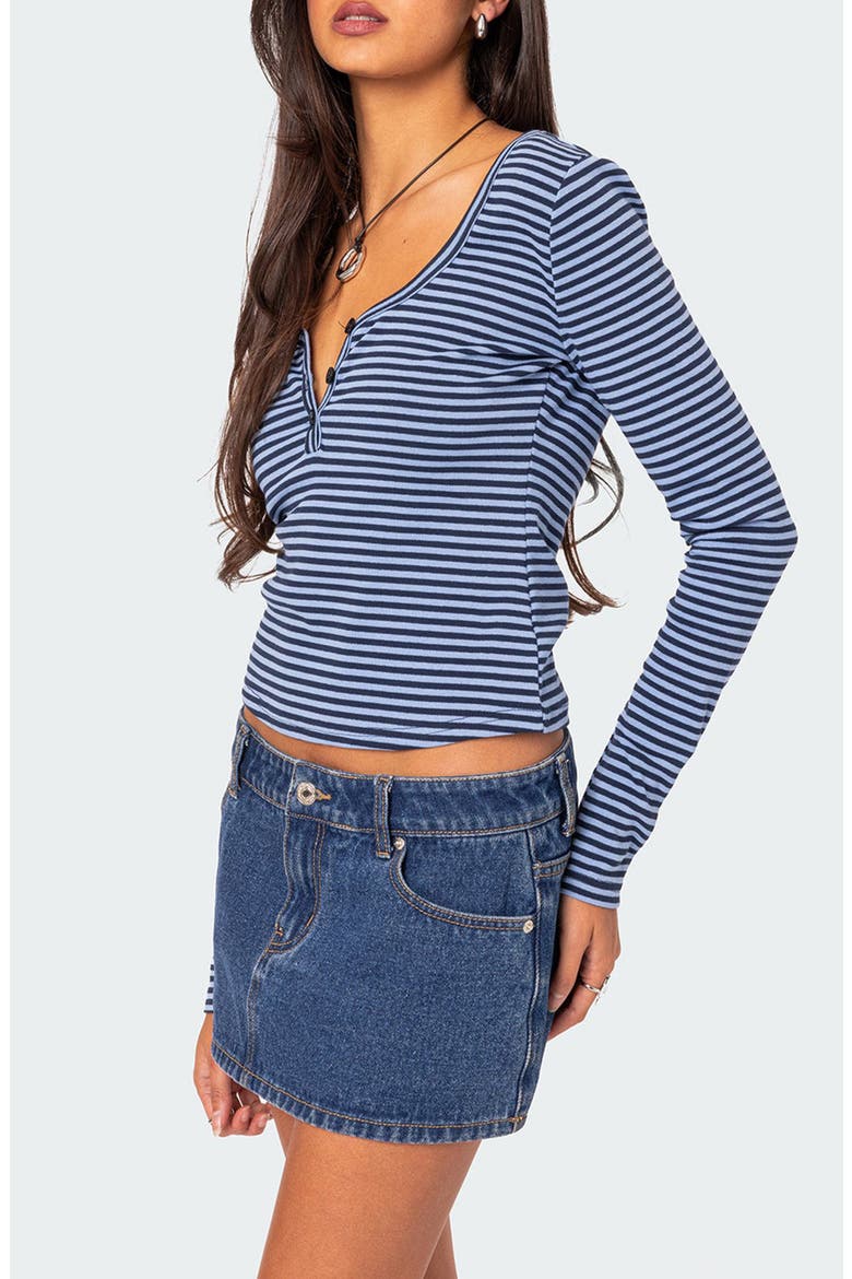 Jocelyn Stripe Stretch Cotton Top, Alternate, color, BLUE