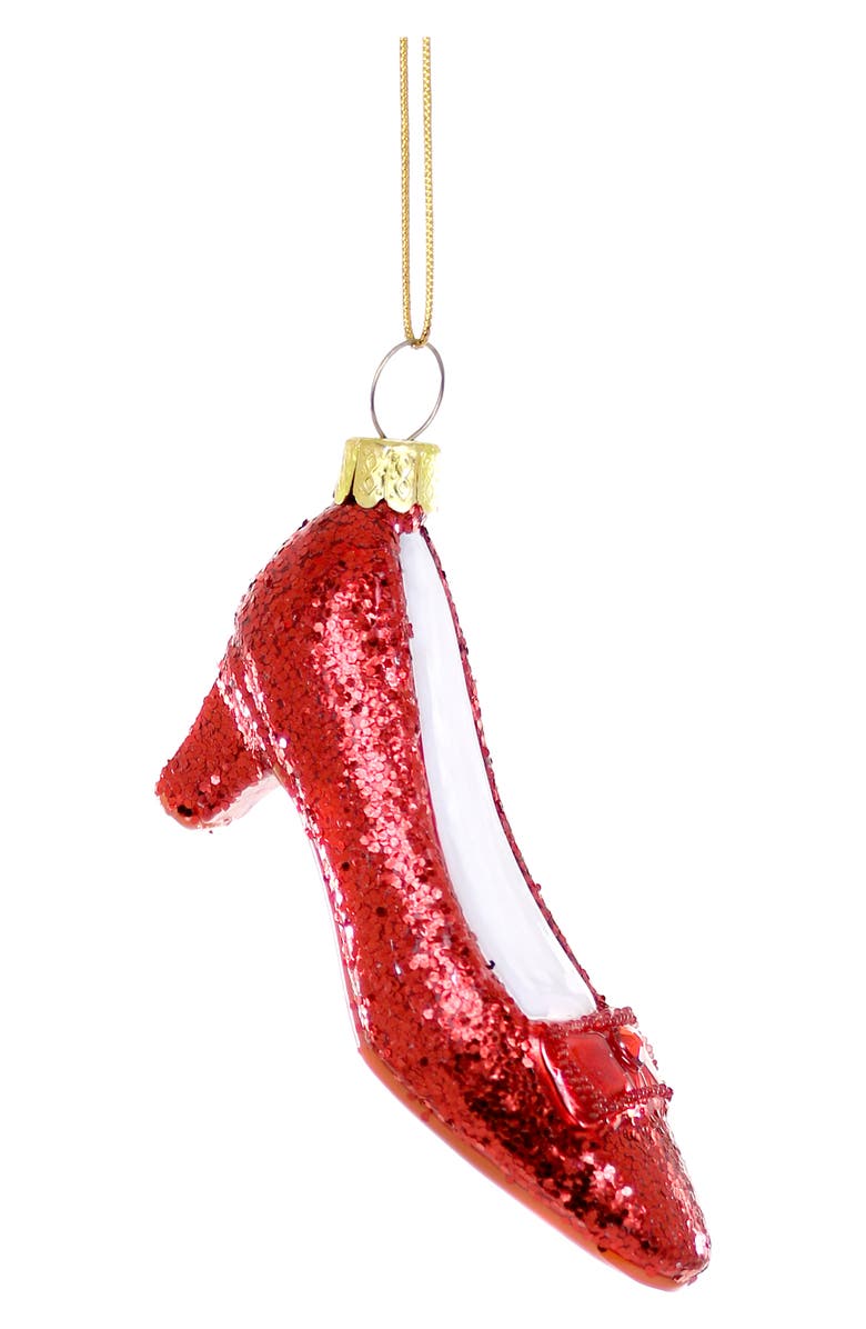 Cody Foster & Co. Ruby Red Slipper Glass Ornament, Main, color, Red
