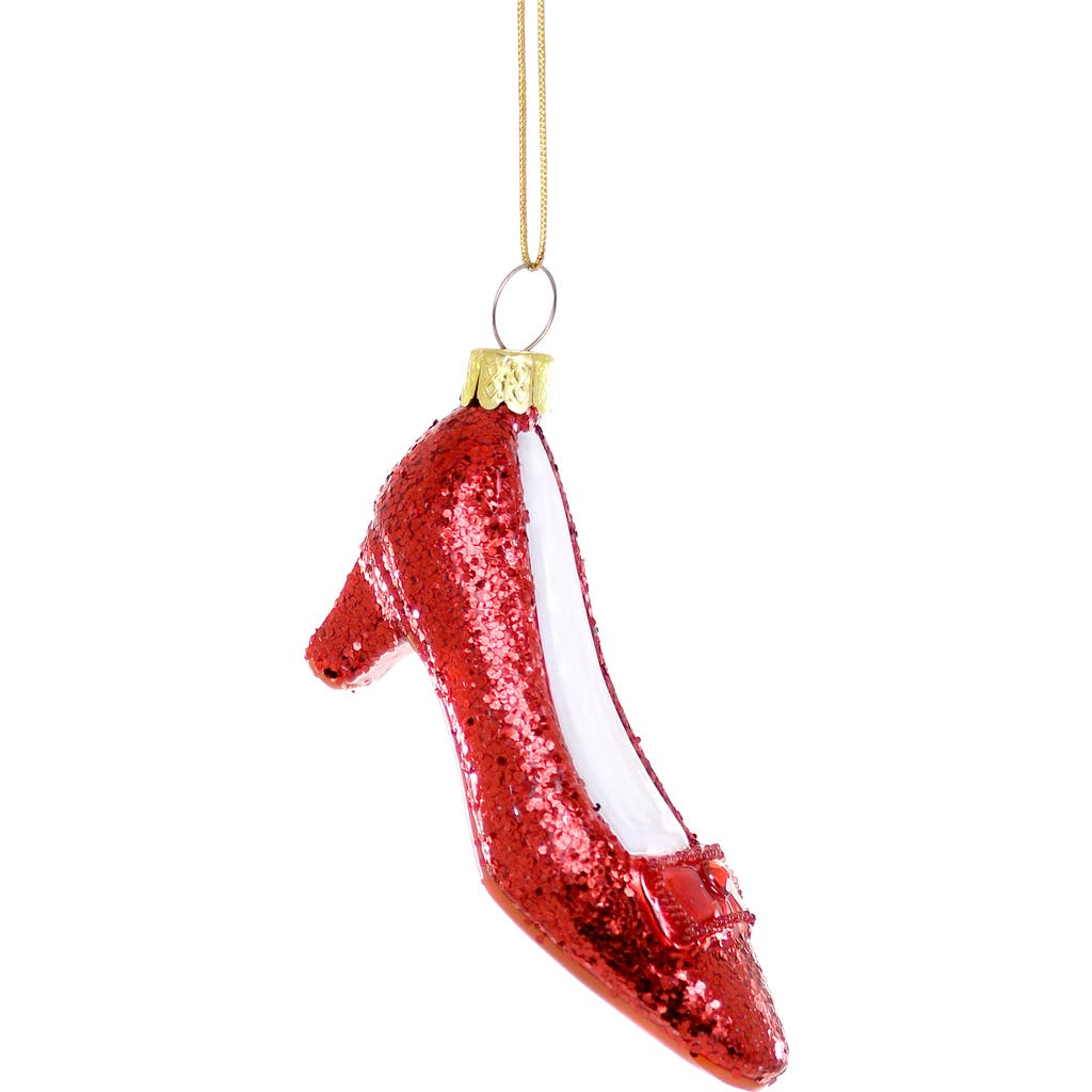 Cody Foster & Co. Ruby Red Slipper Glass Ornament In Red