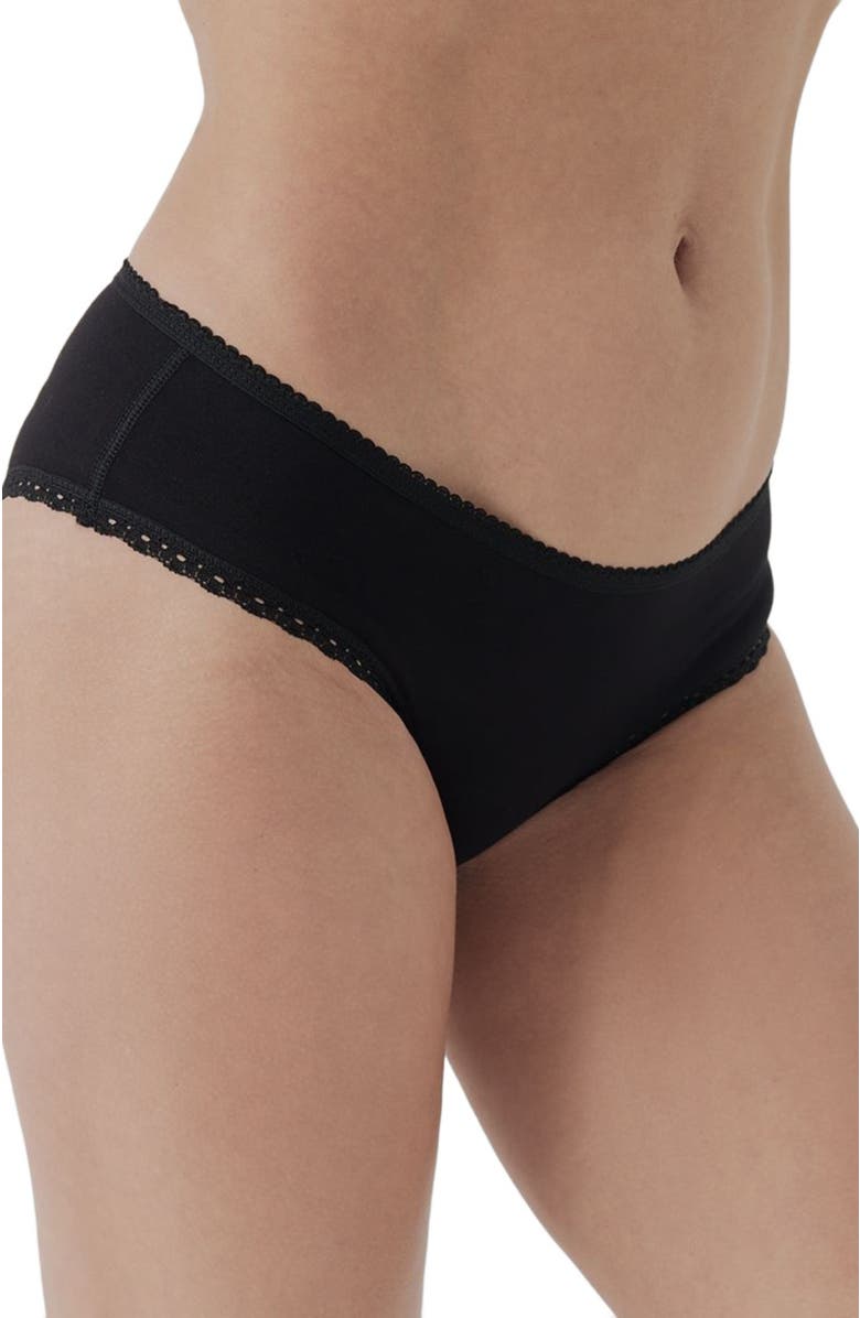 Pact Organic Cotton Lace Cheeky Hipster 3-Pack, Alternate, color, Black