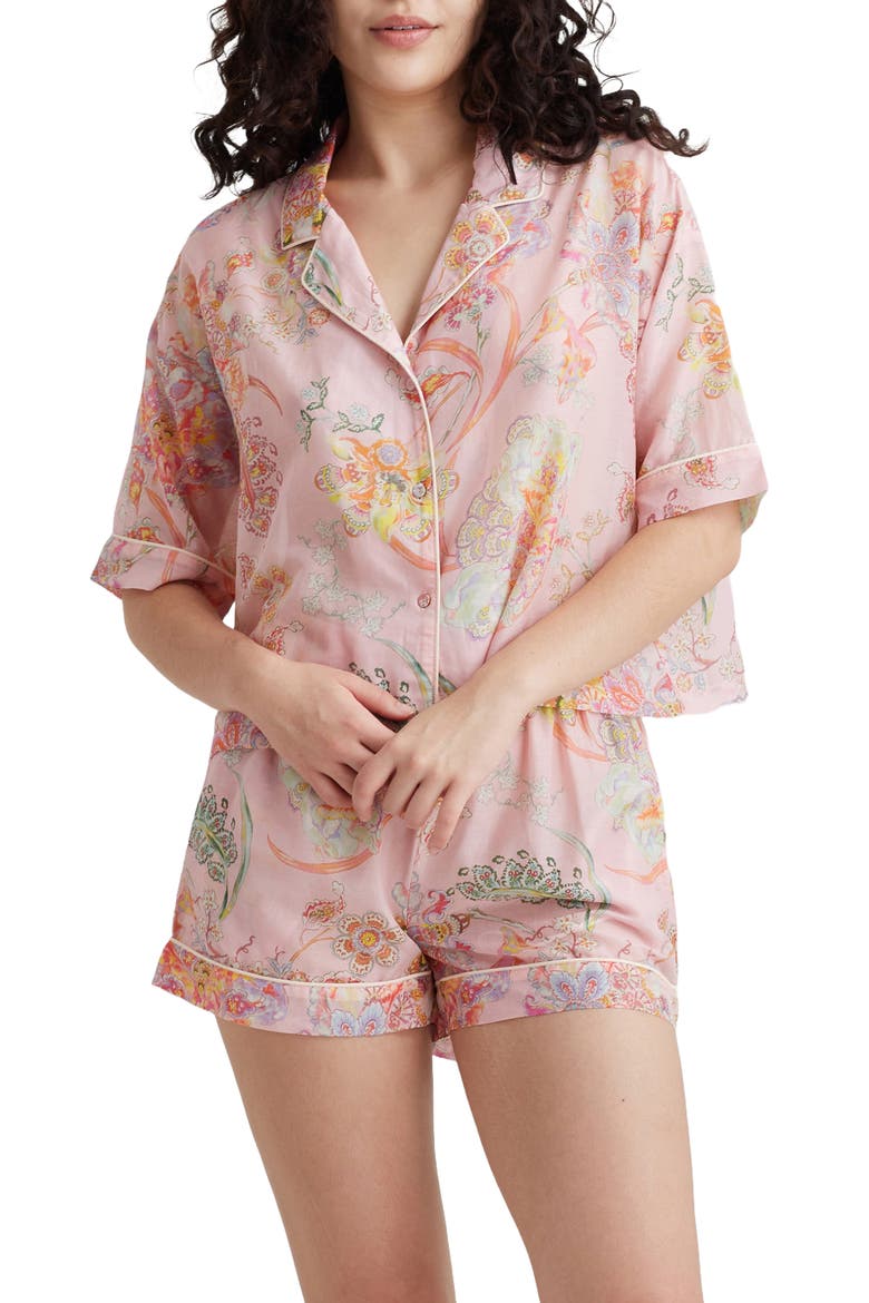 Coco Floral Cotton & Silk Short Pajamas, Main, color, PAPINELLE PINK